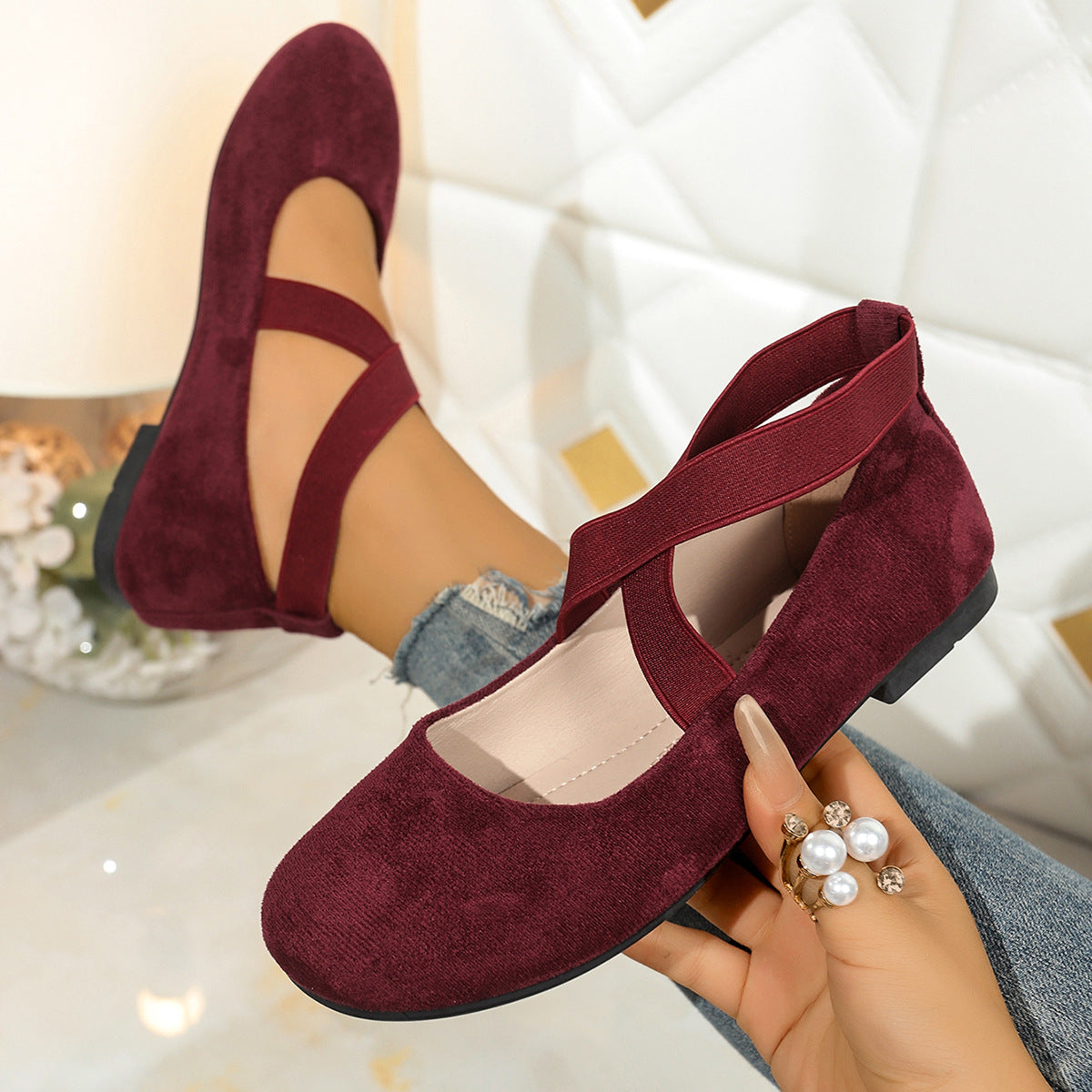 Plus Size Round Toe Flat Bottom Sports And Leisure Women's Shoes Red - D&A