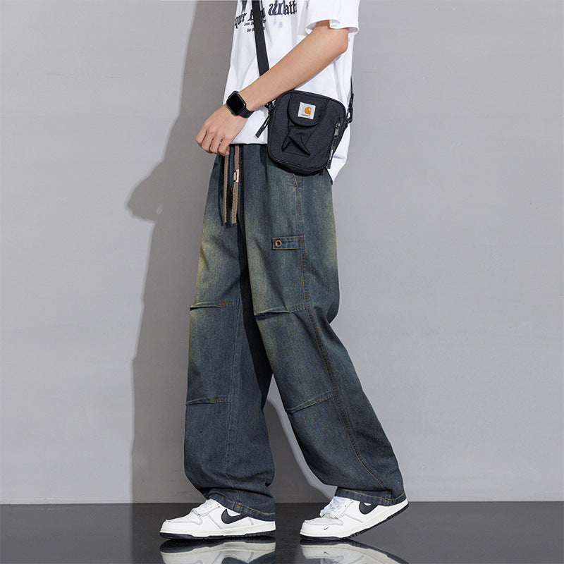 Men's Versatile Fashion Plus Size Casual Jeans Yellow Mud Colors - D&A