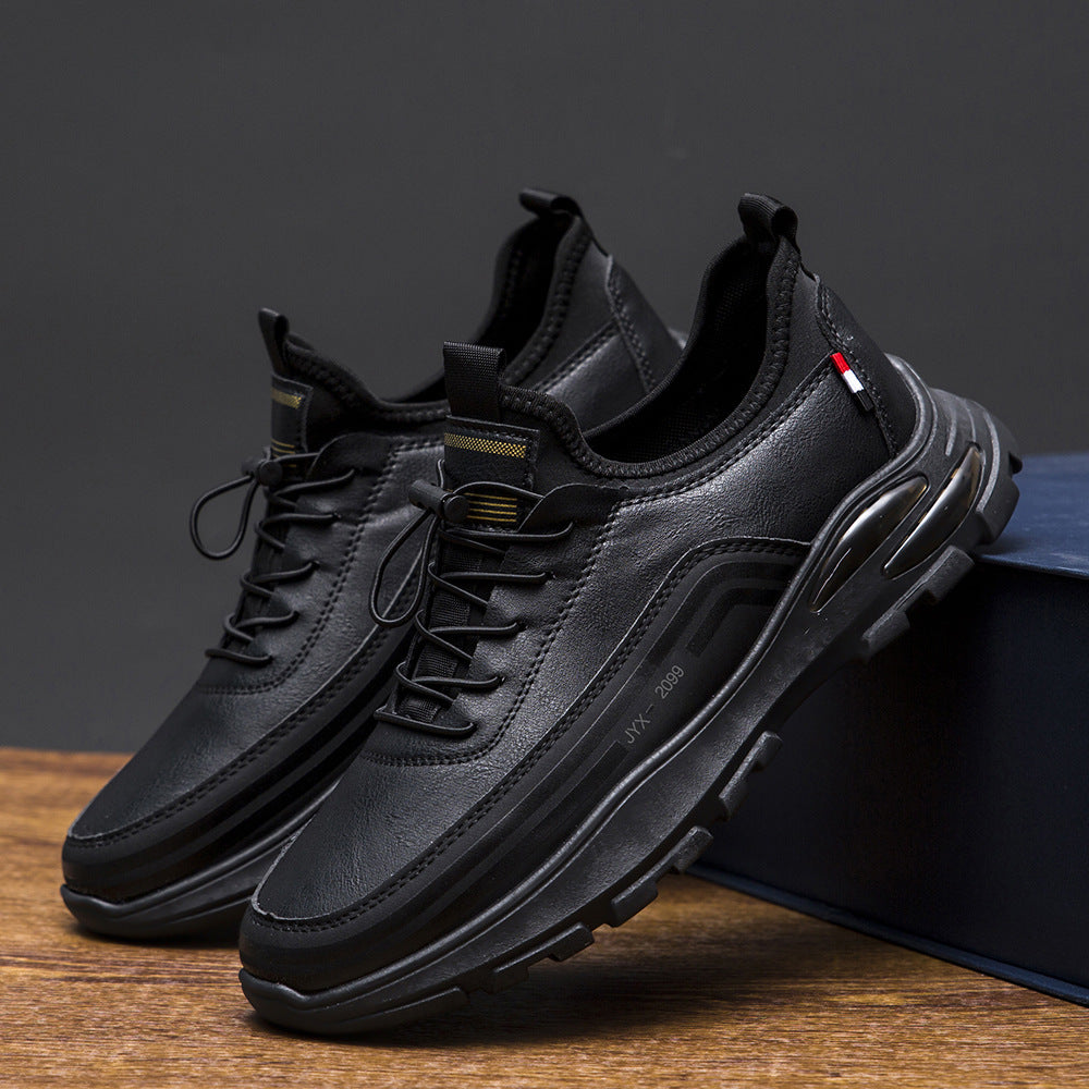 Men's Fleece Lined Padded Warm Keeping Waterproof Sneakers Black Pumps - D&A