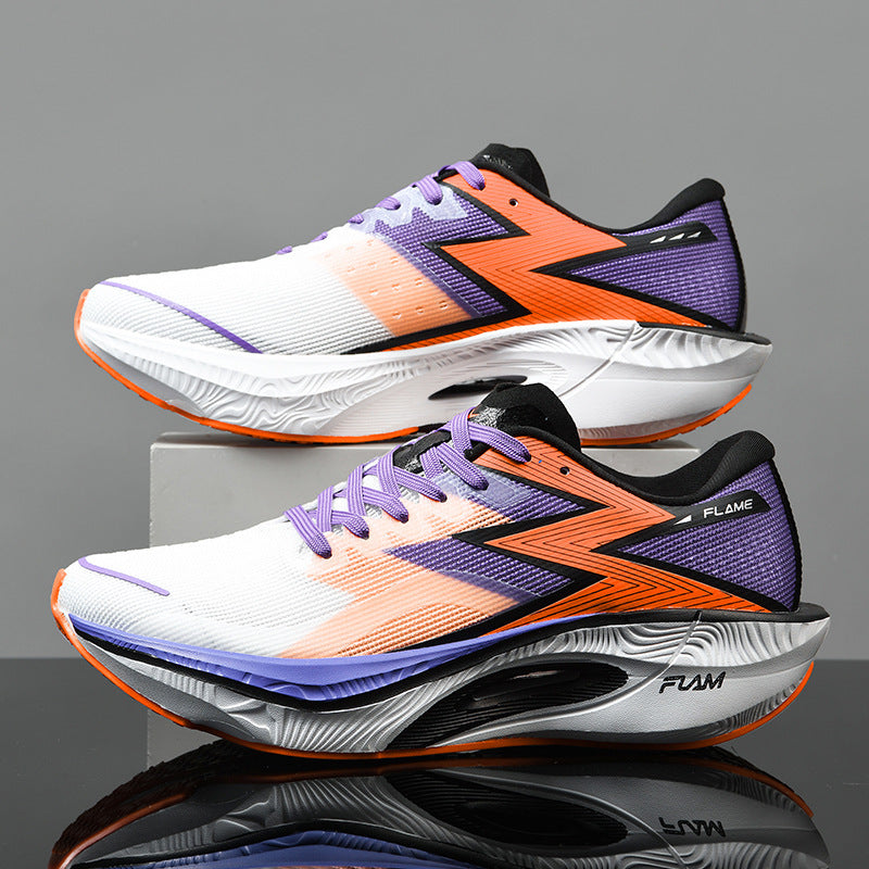 Marathon Full Palm Carbon Plate Racing PB Running Shoes White And Purple - D&A