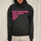 Letter Print High Street Heavy Hooded Sweater - D&A