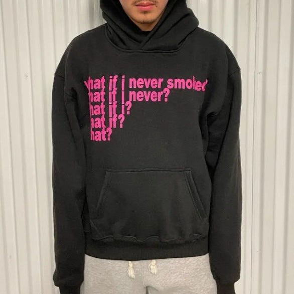 Letter Print High Street Heavy Hooded Sweater - D&A