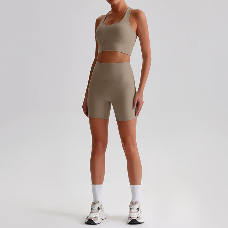 Fashion Sports Fitness Yoga Wear Suit Women 0197 Sand Color Suit - D&A