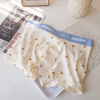 Men's Underwear Mid-waist Cartoon Rabbit Modal Cotton Manfu Rice White Rabbit - D&A