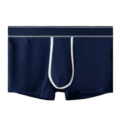 Men's Ice Silk Antibacterial Ultra Thin Sexy Transparent Boys Sports Underwear Sapphire Blue 1pcs - D&A