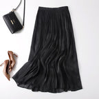 Slim Slimming Mid-length Elegant Pendant Summer Elastic Skirt Black Free Size - D&A