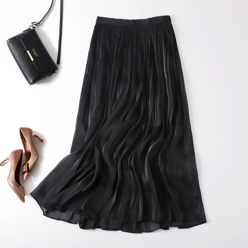 Slim Slimming Mid-length Elegant Pendant Summer Elastic Skirt Black Free Size - D&A