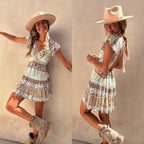 Fashion Printed Ruffled Pendant Dress Women - D&A