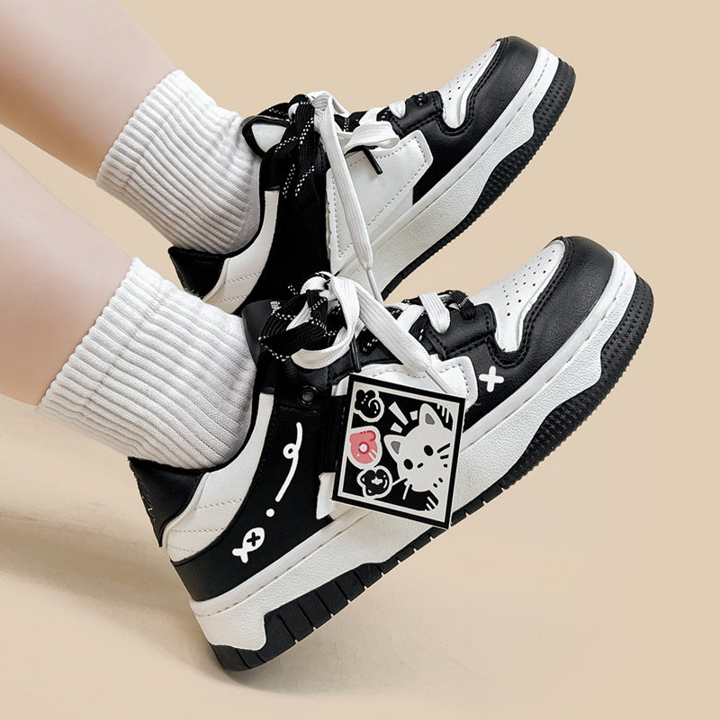 Black And White Board Shoes Women's All-match - D&A