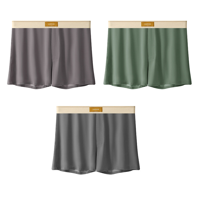 Men's Solid Color Loose Breathable Ice Silk Underwear Brown Gray Green Dark Gray - D&A