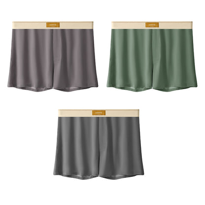 Men's Solid Color Loose Breathable Ice Silk Underwear Brown Gray Green Dark Gray - D&A