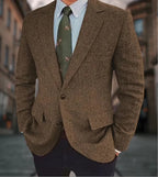 Men's Business Casual Herringbone Suit Jacket Brown - D&A