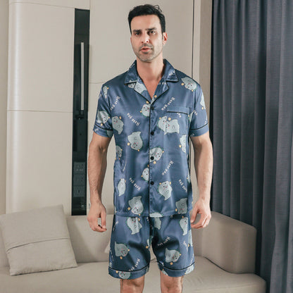 Ice Silk Short Sleeve Pajamas Men Can Be Outerwear Homewear - D&A