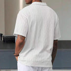 Retro Button Lapel Short Sleeve T-shirt Breathable Short Sleeve Loose Texture Knitted - D&A