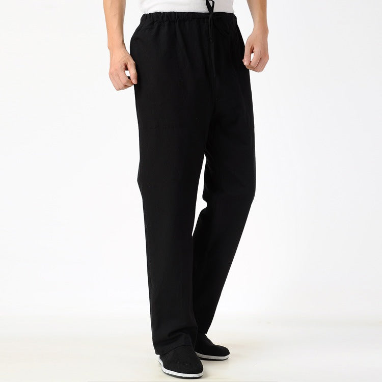 Men's Solid Color Pure Cotton Coarse Fabric Casual Pants - D&A