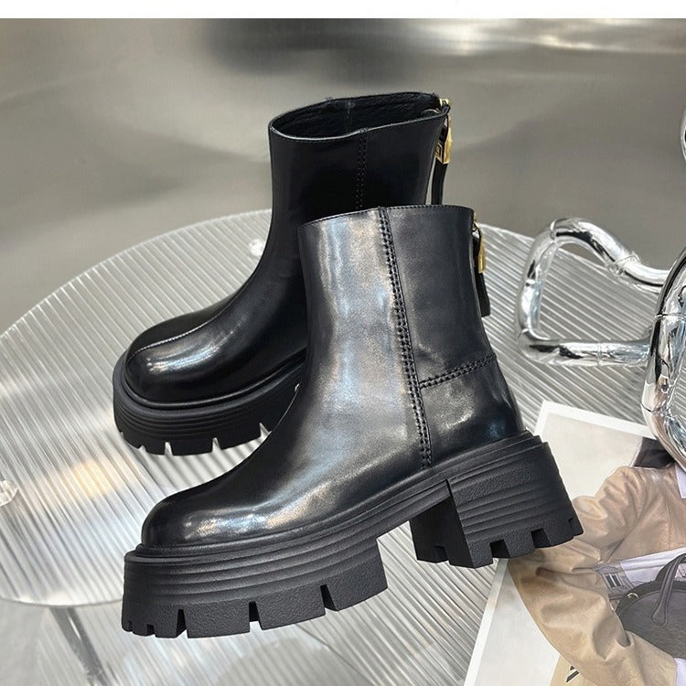 Autumn And Winter Korean Style Thick Bottom Chunky Heel Short Tube Fashion Boots Children - D&A