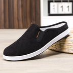 Casual Breathable All-match Sneakers Slip-on Heel-free Half Support Non-slip Men's Shoes Black - D&A