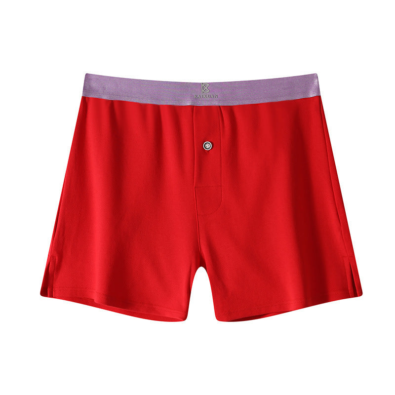 Men's Cotton Loose Boxer Shorts Plus Size Red - D&A