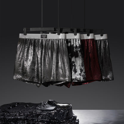 Galaxy Reflective Bright Silver Casual Woven Loose Underwear - D&A