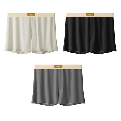 Men's Solid Color Loose Breathable Ice Silk Underwear Beige Apricot Black Dark Gray - D&A