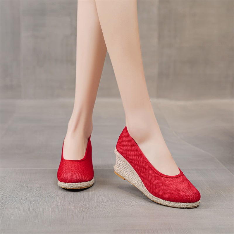 High Heel Women's Shoes Work Shoes Pointed Straw Pumps - D&A