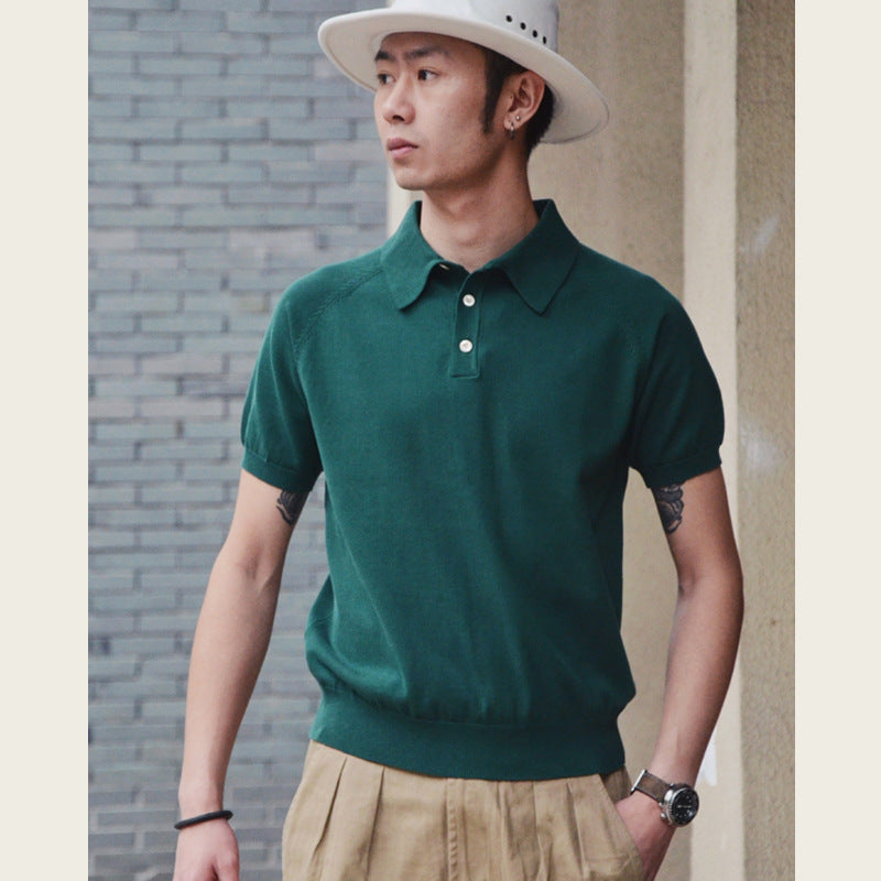 Retro Knitted Cotton Short-sleeved T-shirt - D&A