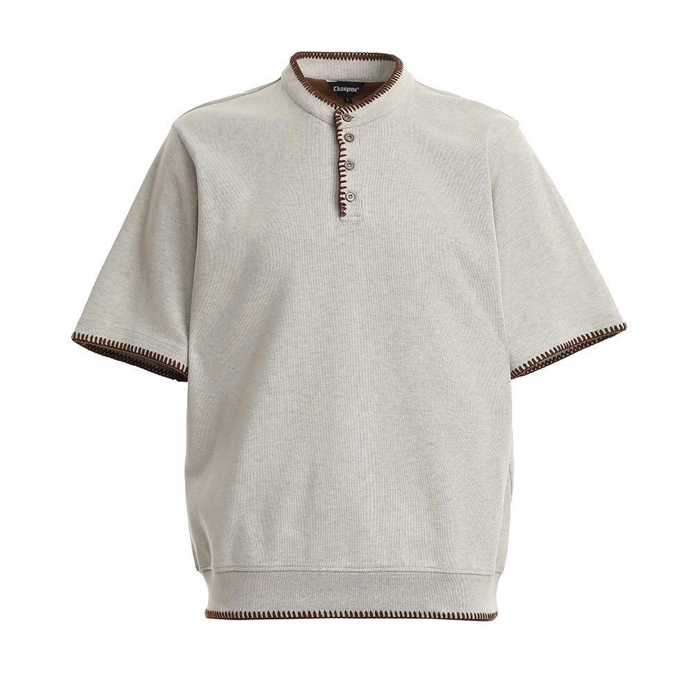Men's Short-sleeved Polo Shirt Apricot Brown - D&A