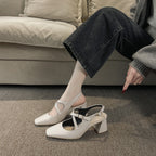 Women's French Square Toe Mary Jane Shoes - D&A