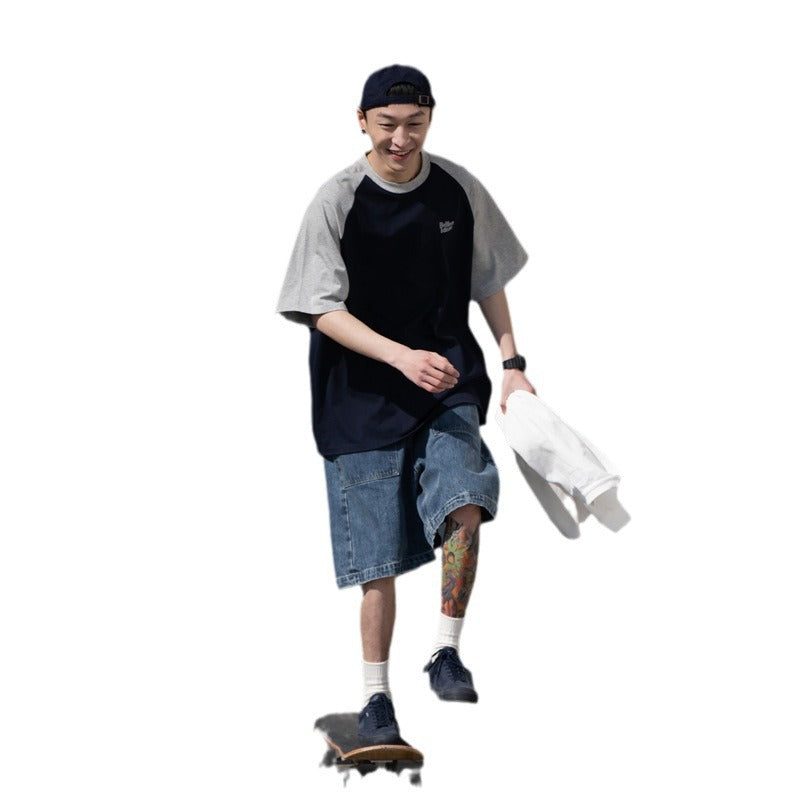 Casual Japanese Junior Raglan Sleeve T-shirt Bottoming Shirt For Men - D&A