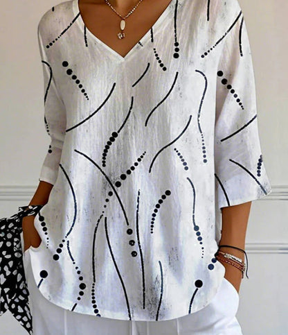 New 3D Printed Women's European And American Fashion Floral V-neck Shirt Top SX4815 - D&A