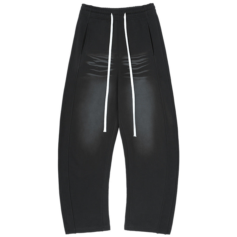 Men's Retro Distressed Machete Sweatpants Loose Casual Pants Black - D&A