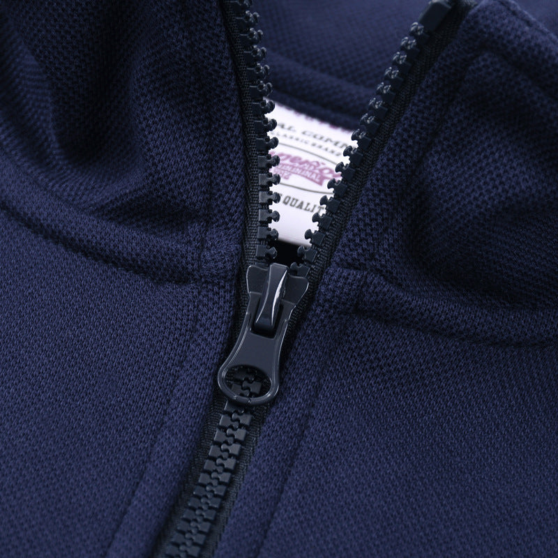 Heavy Pearl Air Layer Semi-access Control Zipped Stand Collar Sports Sweater - D&A