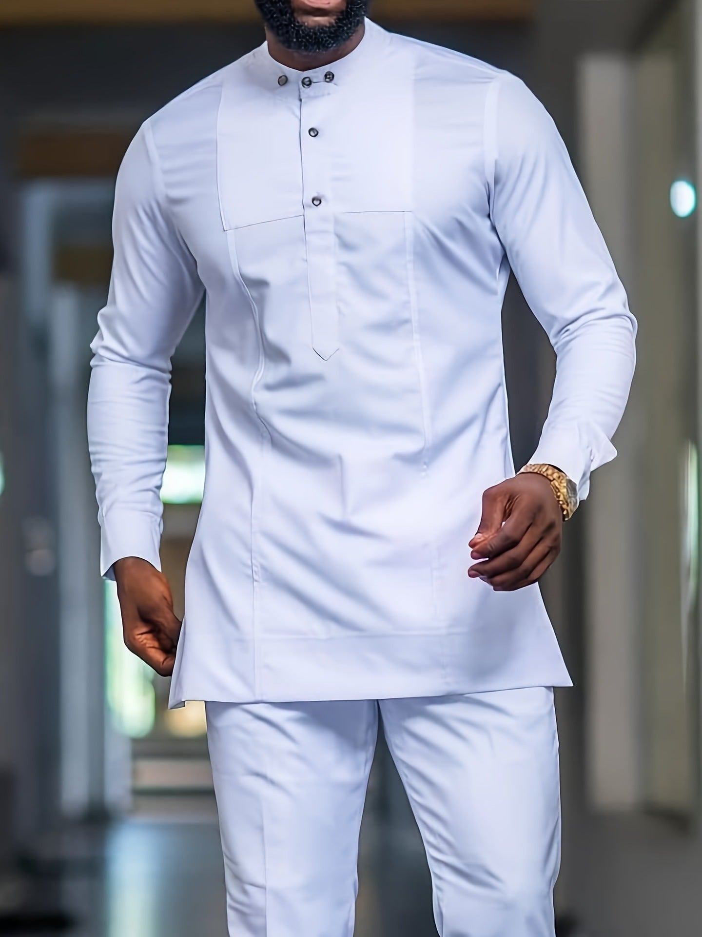 African Ethnic Style Men's Fashion Spring And Autumn Long Sleeve White - D&A