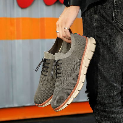 Summer New Dad Shoes British Style Trendy Running Breathable Mesh Surface Shoes Army Green - D&A
