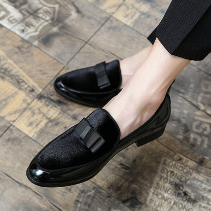 Pointed Casual Leather Shoes Men's Shoes 6977 Black - D&A