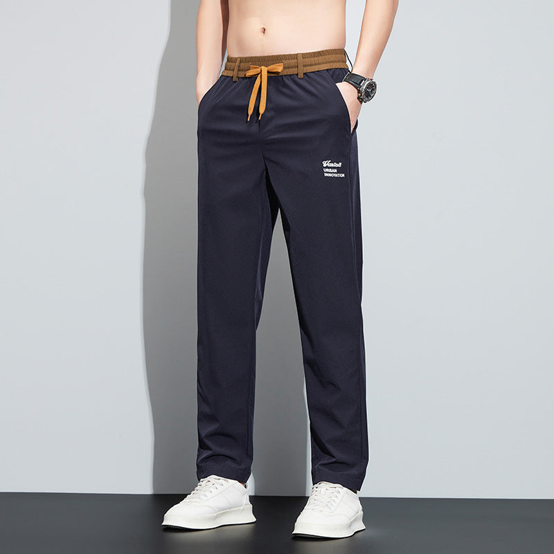 Ice Silk Quick-drying Loose Straight Sports Casual Pants Sapphire Blue - D&A