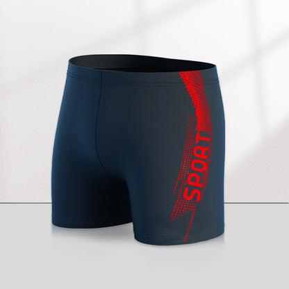 Men's Quick-drying Professional Sports Fitness High Waist Swimming Trunks Red - D&A