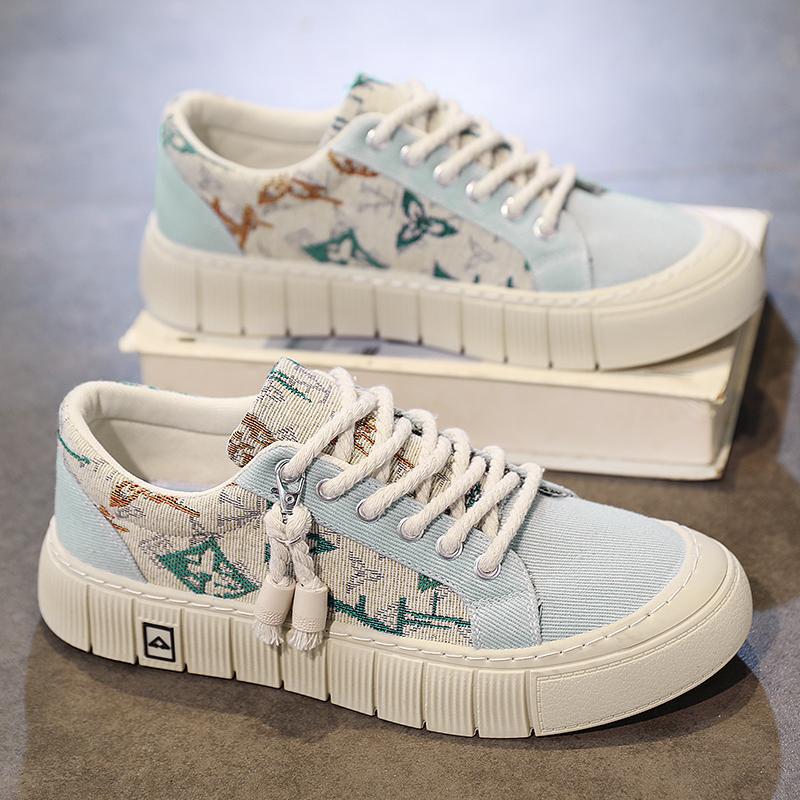 Trendy Wild Four Seasons Canvas Sneakers Blue - D&A