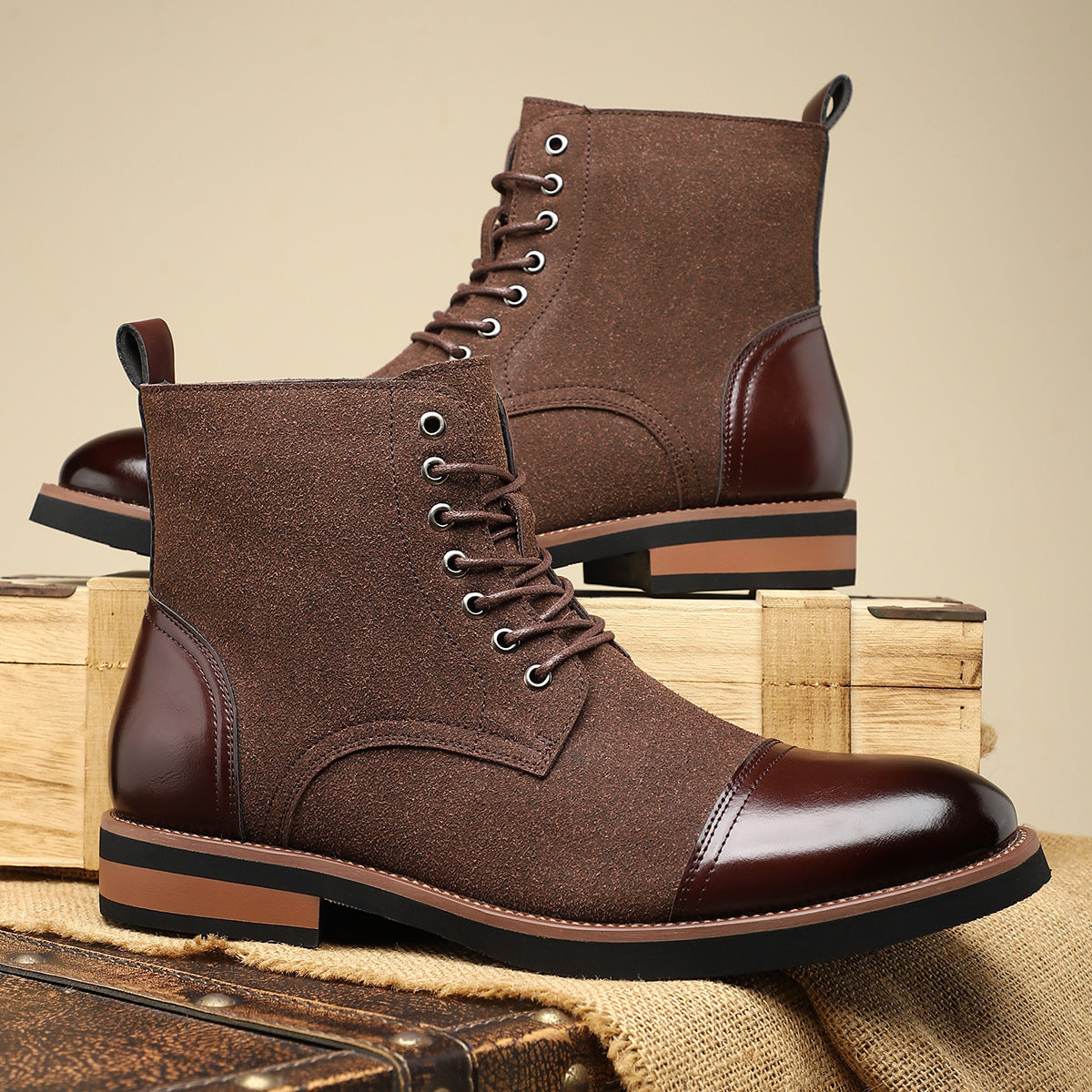 Men's Trendy Sleeve Leather All-match Casual Martin Boots - D&A