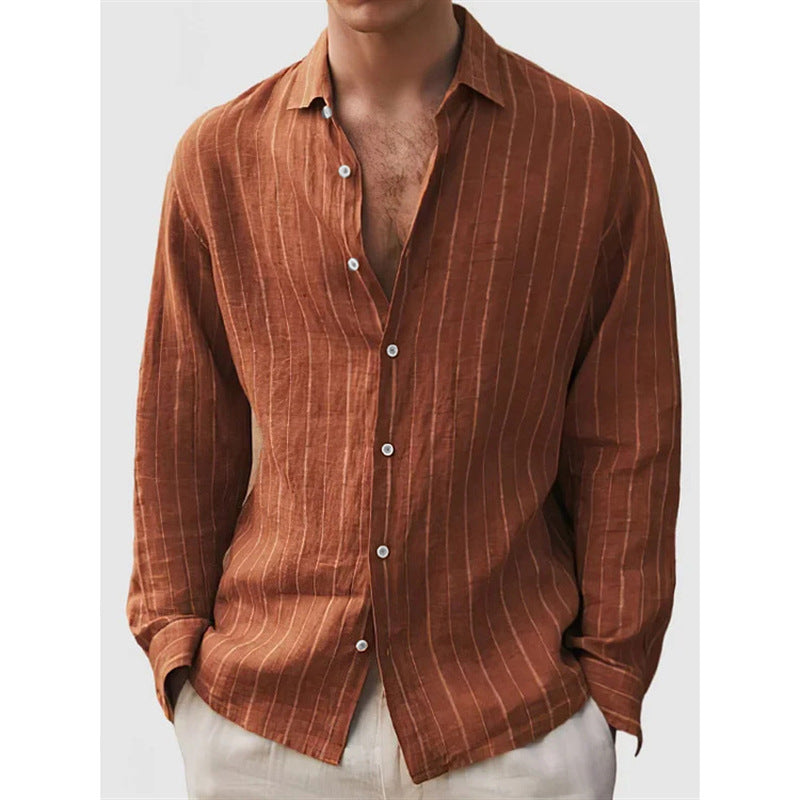 Long Sleeve Men's Shirt Striped Print PW231231104 - D&A