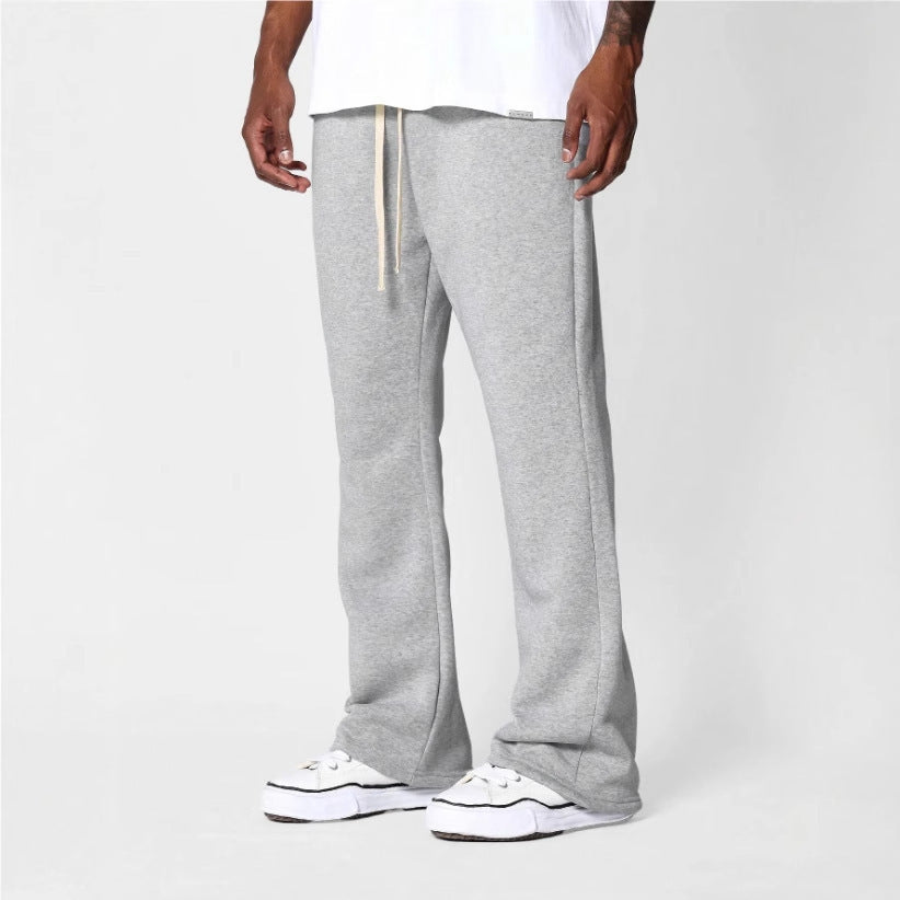 Men's Wide-leg Pants Autumn And Winter Solid Color All-matching Casual Pants Light Gray - D&A