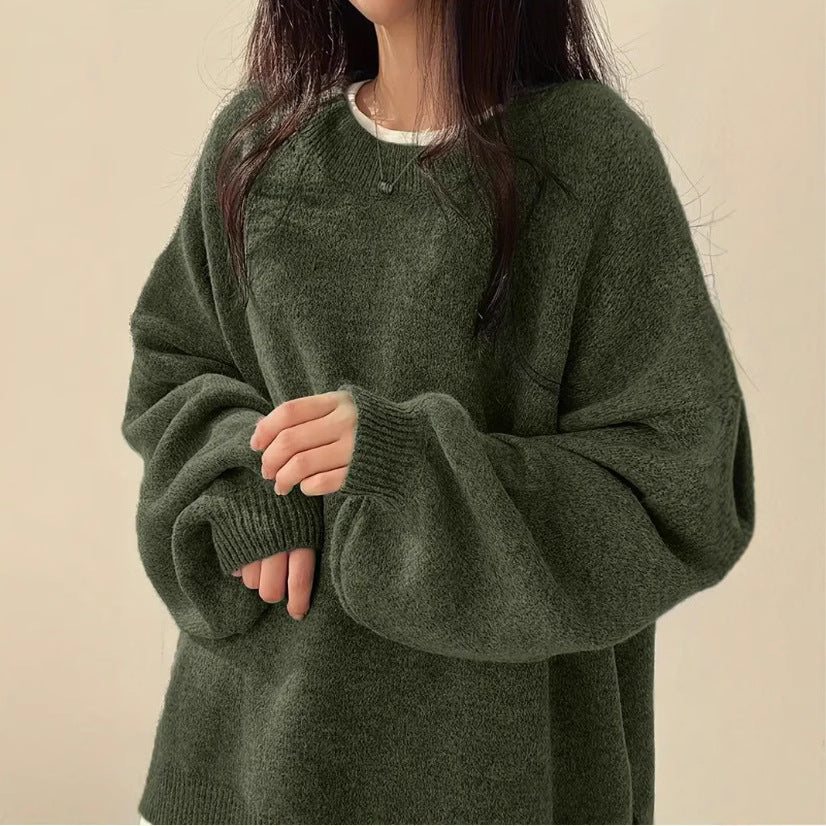 Idle Style Retro Crew Neck Pullover Sweater - D&A