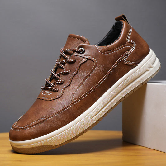 Leather Surface Men's Low-top Sneakers Warm Casual Shoes - D&A