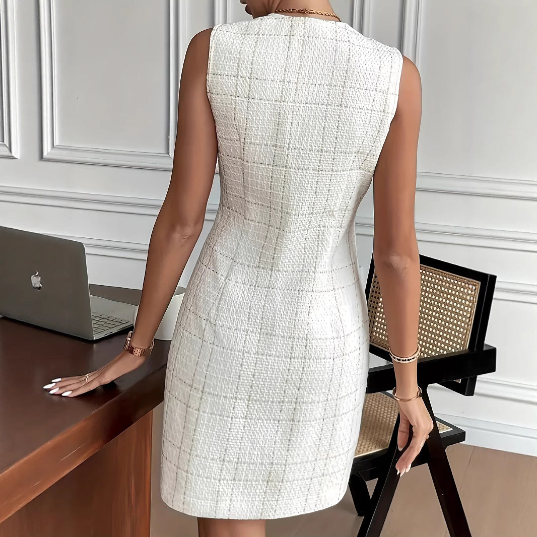 Women's Polyester Round Neck Sleeveless Dress - D&A