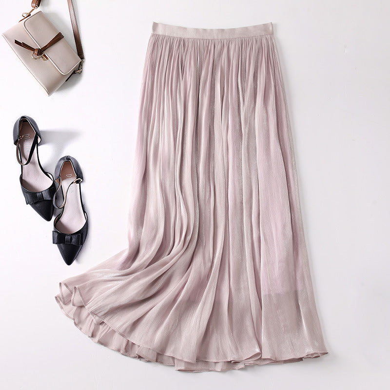 Slim Slimming Mid-length Elegant Pendant Summer Elastic Skirt Purple Free Size - D&A