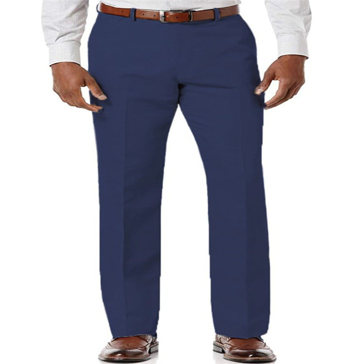 Men's Linen Slant Pockets Solid Color Breathable Trousers Navy Blue - D&A