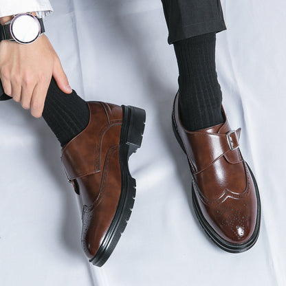 Casual British Pointed Toe Business Formal Wear Working Height-increasing Shoes - D&A