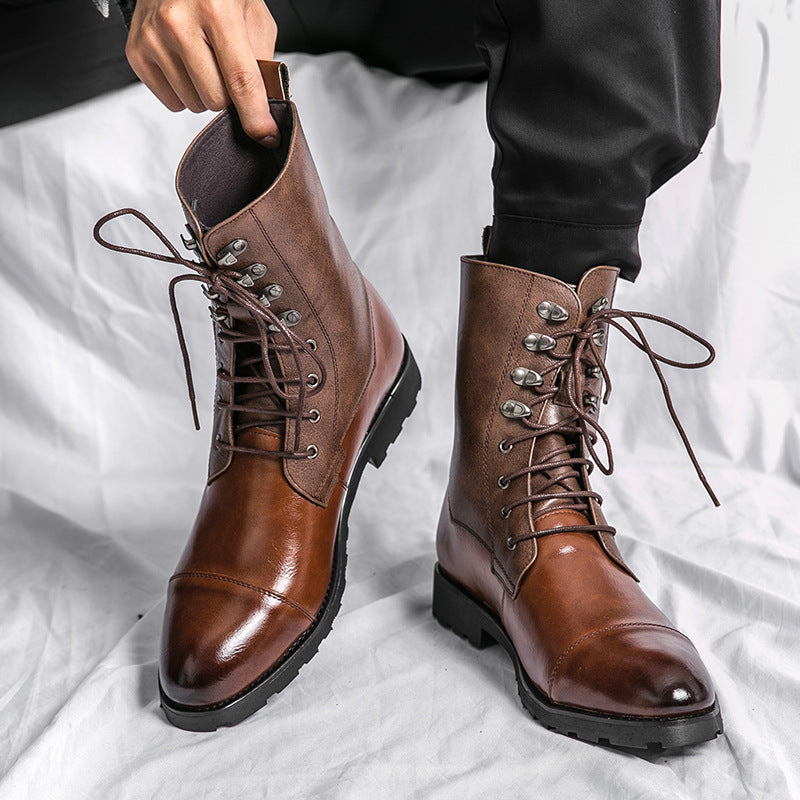 Fall Winter Lace-up Booties Black Locomotive Denim - D&A