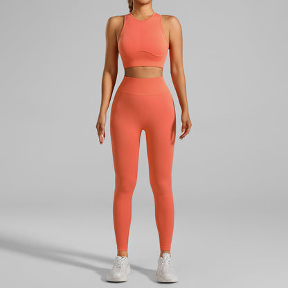 High-strength Running Tight Seamless Yoga Clothes Suit Orange - D&A