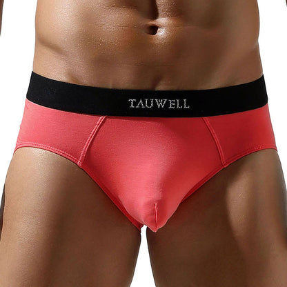 Men's Cotton Solid Color Sexy Low Waist Design Convex A Underwear Red - D&A